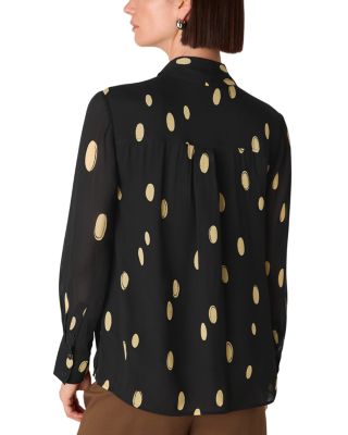 Abstract Spot Tie Neck Blouse