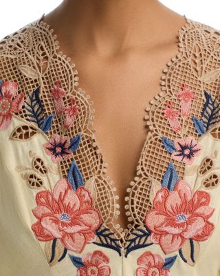 Embroidered Long Sleeve Midi Dress