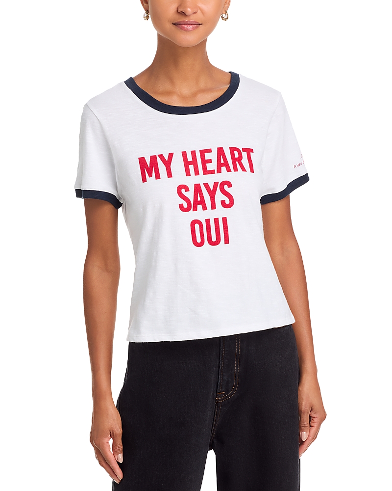 Cinq a Sept My Heart Says Oui Shrunken Ringer Tee