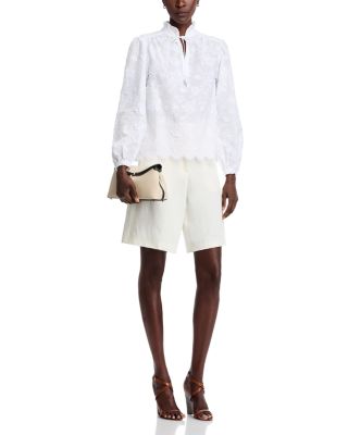 Embroidered Cotton Frill Blouse