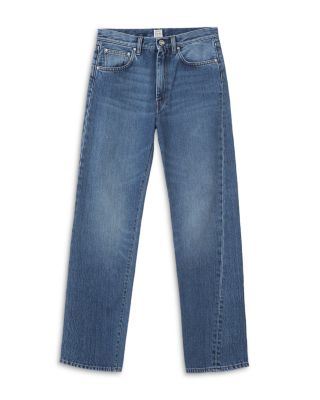 Twisted Seam Denim Jeans in Washed Blue