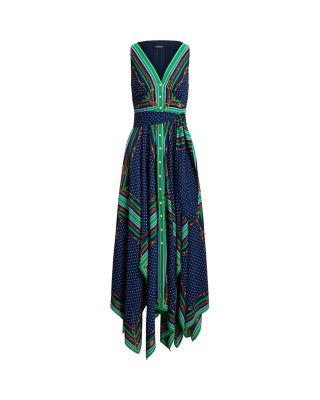 Belted Polka Dot Georgette Dress