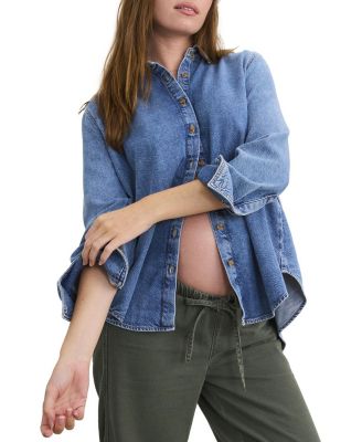 The Drapey Denim Maternity Boyfriend Shirt