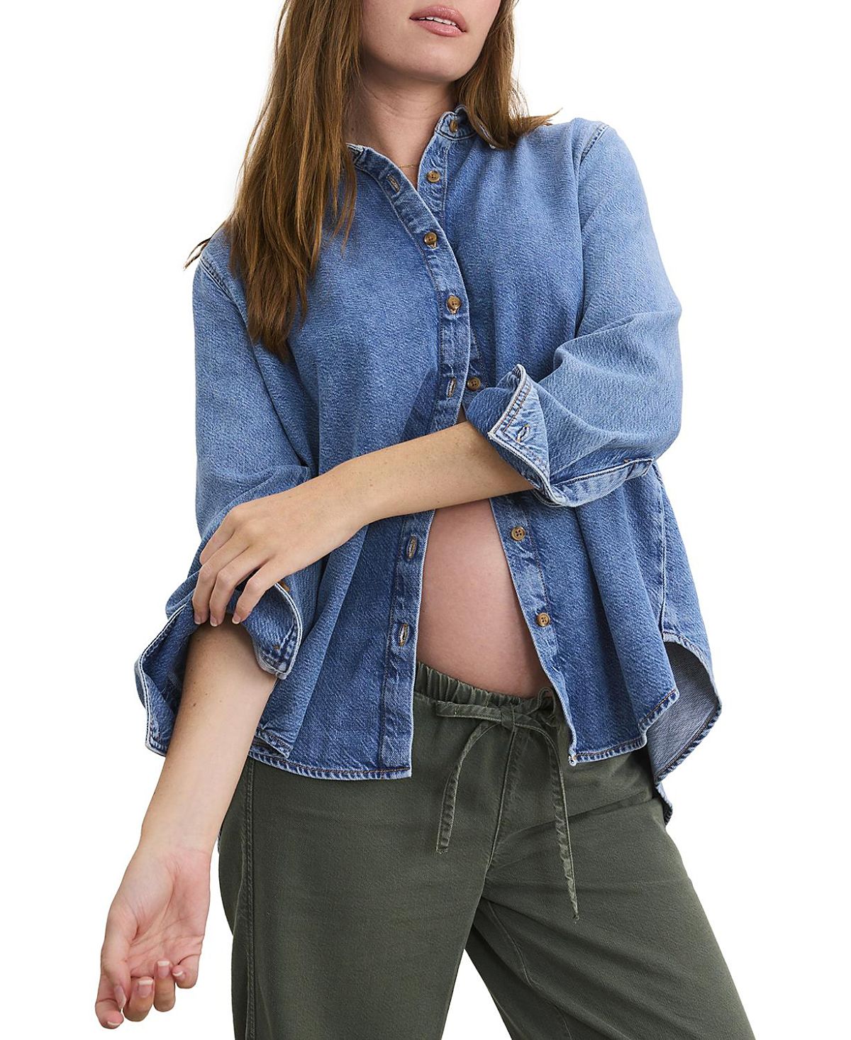 Hatch Collection The Drapey Denim Maternity Boyfriend Shirt