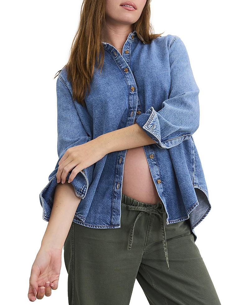 Hatch Collection The Drapey Denim Maternity Boyfriend Shirt
