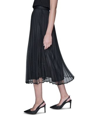 Long Polka Dot Mesh Skirt