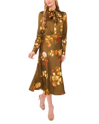 Alessandra Tie Neck Midi Dress