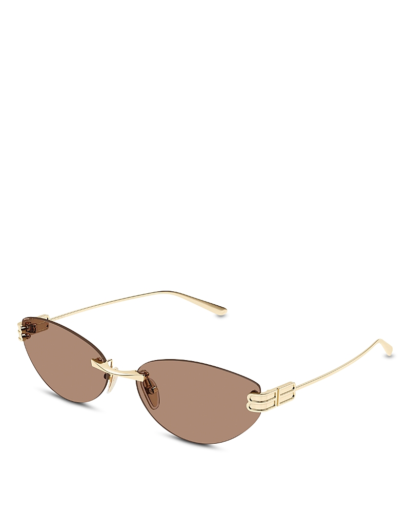 Balenciaga Cat Eye Rimless Sunglasses, 61mm