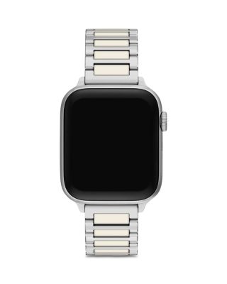 Kira Square Stainless Steel & Ivory Silicone Band for Apple Watch&reg;, 38/40/41/42mm and 42/44/45/46/49mm