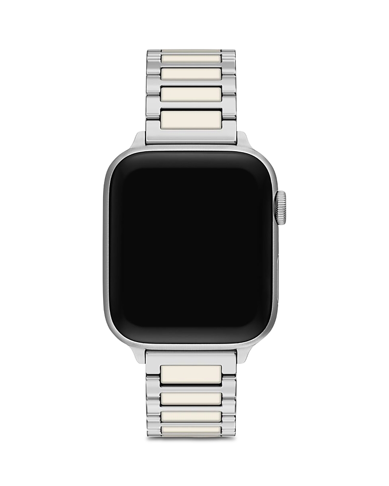 Tory Burch Kira Square Stainless Steel & Ivory Silicone Band for Apple Watch, 38/40/41/42mm and 42/44/45/46/49mm