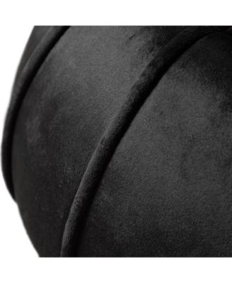  Bami Round Velvet Ottoman with Gold Trim