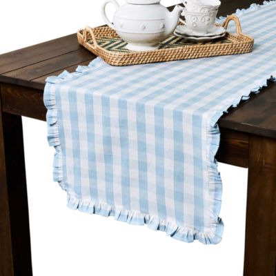 Gingham Ruffle Table Runner, 18" x 90"