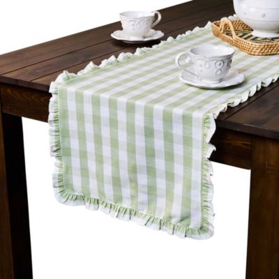 Gingham Ruffle Table Runner, 18" x 90"