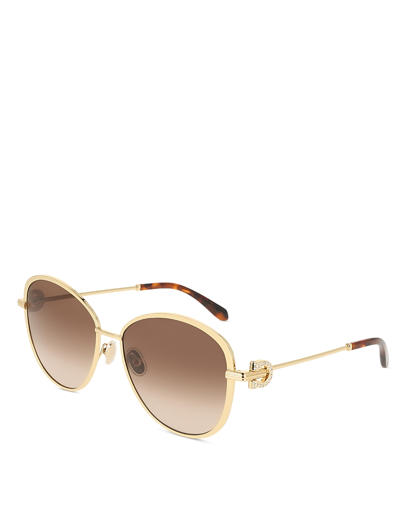 Ferragamo Crystal Gancini Metal Sunglasses, 61mm