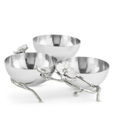 Silver Orchid Triple Bowl