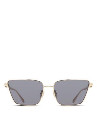 Metal Angled Rectangular Sunglasses, 59mm