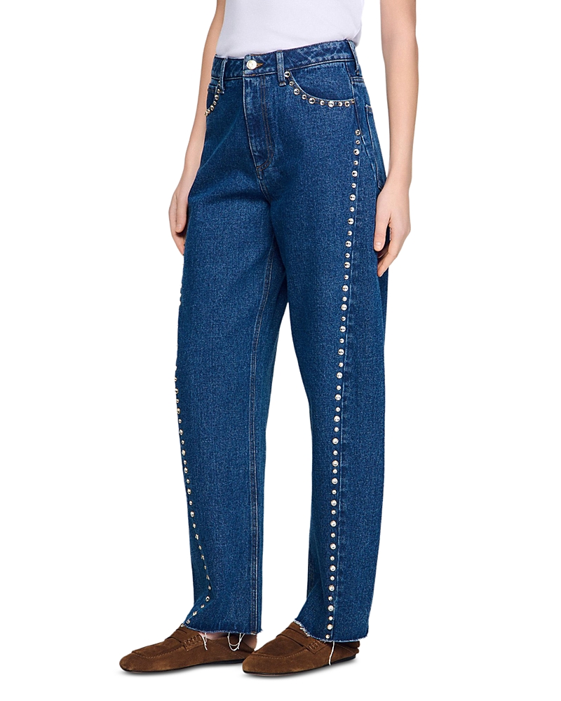 Sandro Barrel Jeans In Blue Jean