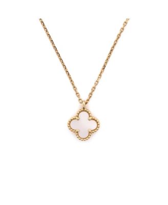  Sweet Alhambra Pendant Necklace 18K Gold and Mother of Pearl, 15 - 15.75"