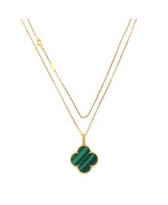  Magic Alhambra Pendant Necklace 18K Gold and Malachite, 32 - 35"