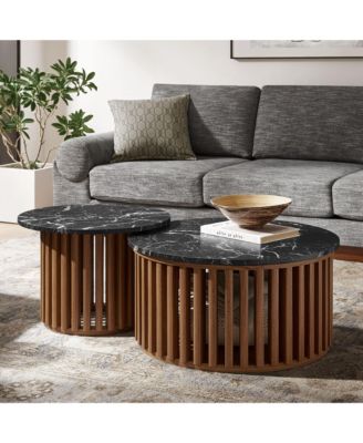  Fortitude Round Faux Marble Top Nesting Coffee Table, Set