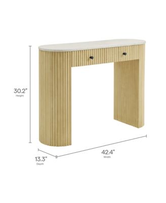  Caldera 42" Curved Solid Wood and Marble Console Table