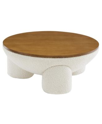  Tridome Round Boucle Upholstered Storage Coffee Table