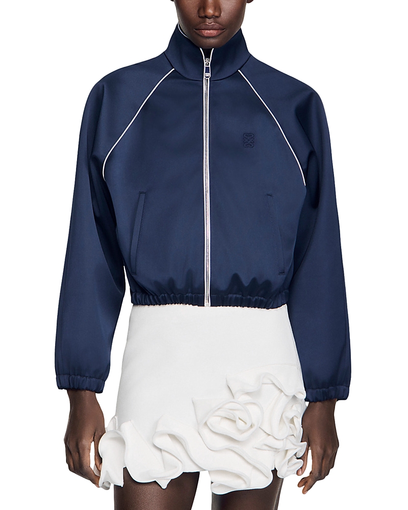 Sandro Cropped Satin Jacket · 42 FR/10 US