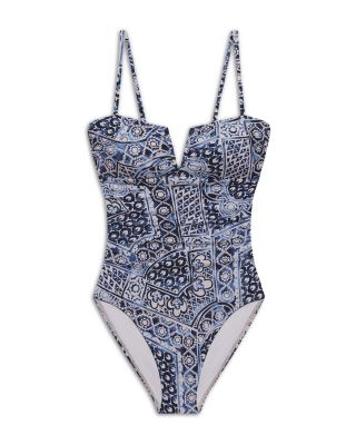 V Wire Over The Shoulder One Piece Swimsuit