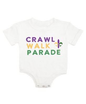 Crawl Walk Parade Mardi Gras Short Sleeve Romper - Baby