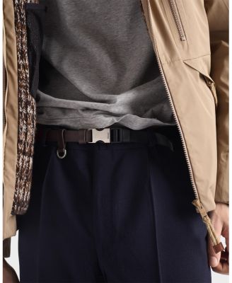  Leather and Woven Nylon Tape Belt