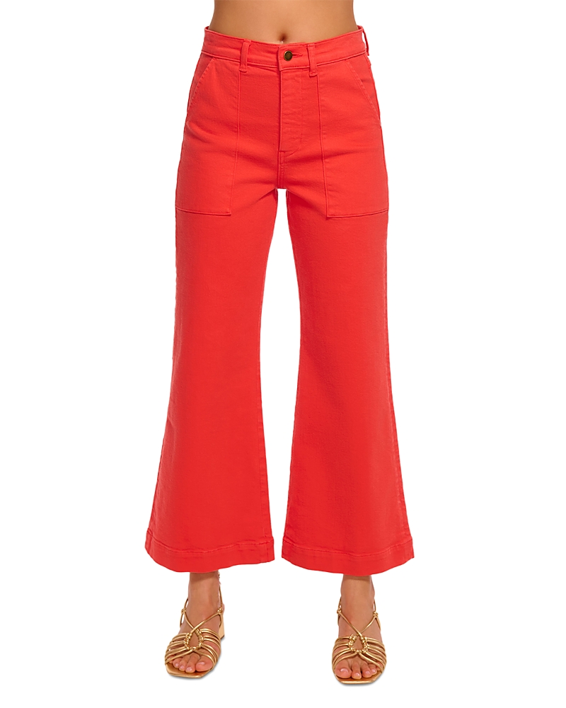 Ramy Brook Clifford Cropped High Rise Kick Flare Jeans in Crimson