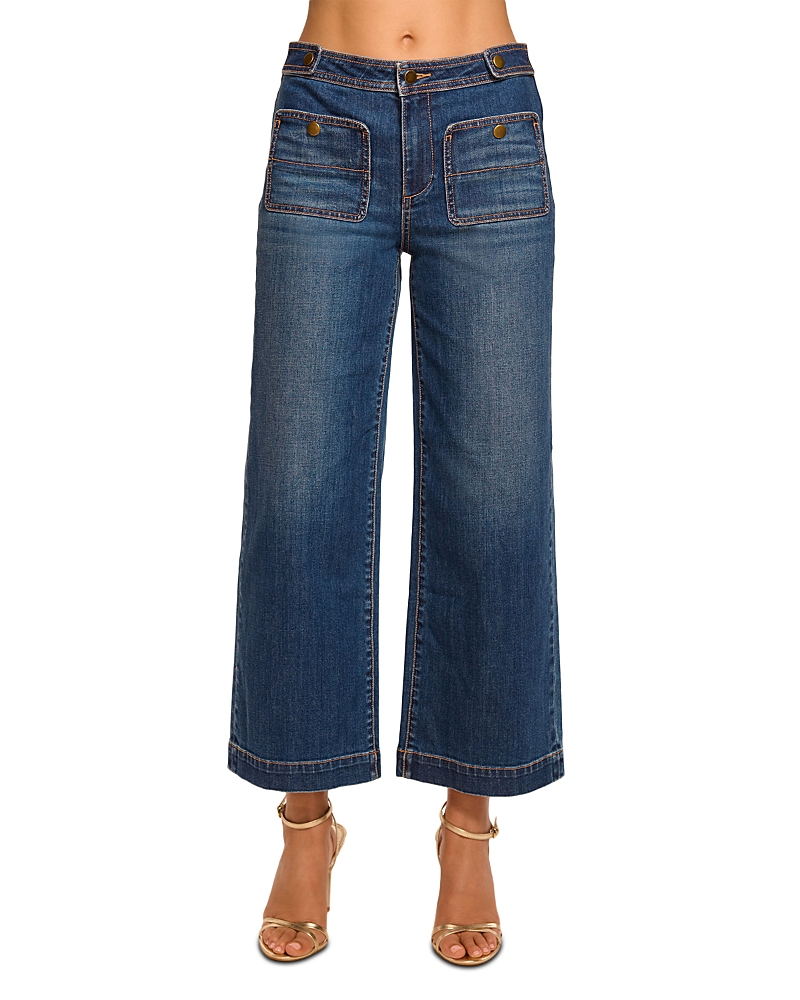 Ramy Brook Gemma High Rise Wide Ankle Jeans in Medium Wash