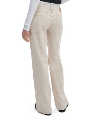 Saige Boxer Trim Mid Rise Straight Leg Jeans in Sand Stripe