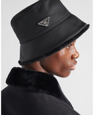  Re-Nylon And Shearling Bucket Hat