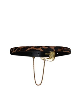Leopard Print Leather Belt