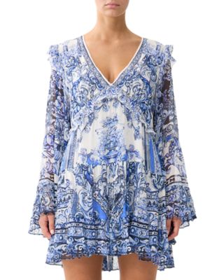 Silk Tiered Swing Mini Dress