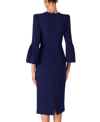 Margoni Bell-Sleeve Embellished Midi Dress