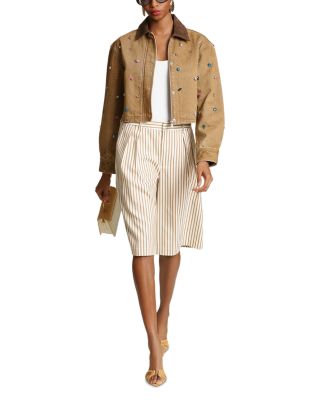 Contrast Collar Embellished Jacket