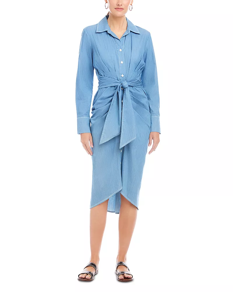 Fifteen Twenty Rayleen Long Sleeve Pleated Shirtdress