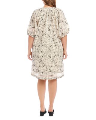 Plus Size Puff Sleeve Tassel Dress