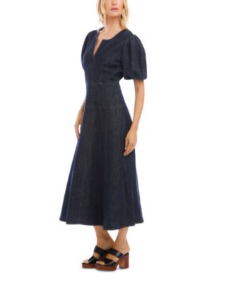 Puffed Sleeve Midi Dress