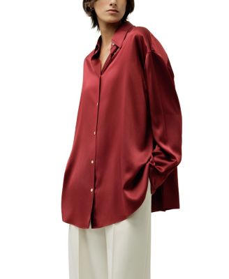  Scarlet Oversize Silk Shirt