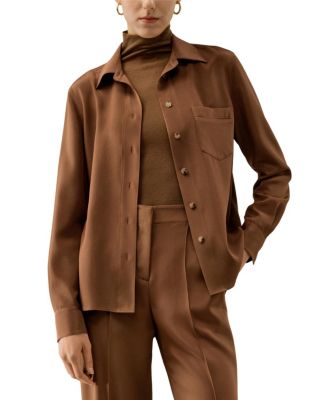  Basic Silk Spread Collar Shirt