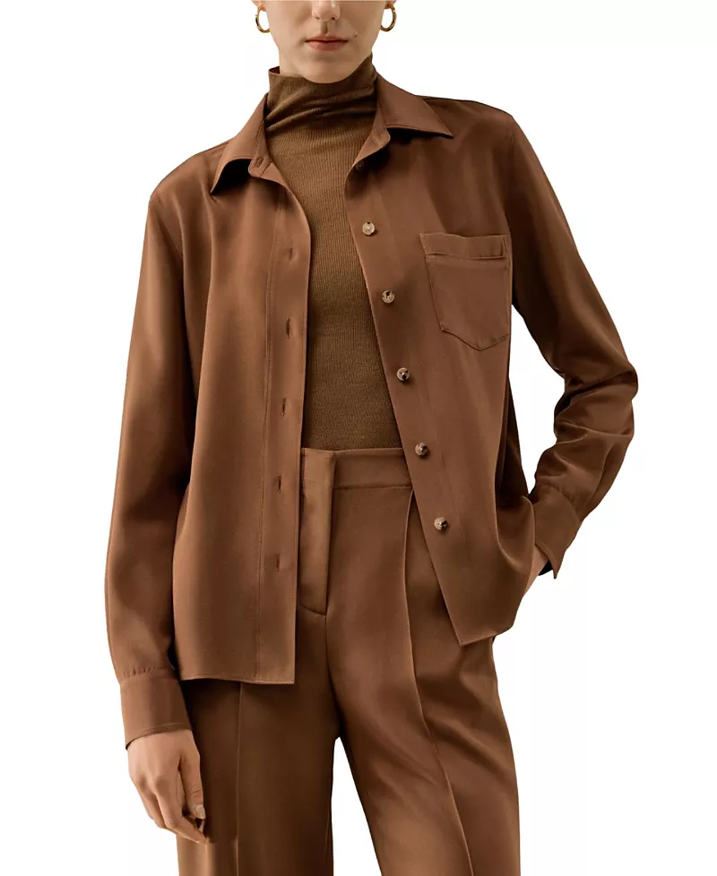 Lilysilk Basic Silk Spread Collar Shirt