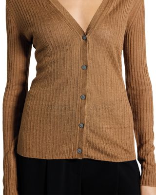 Linen Blend Ribbed Cardigan