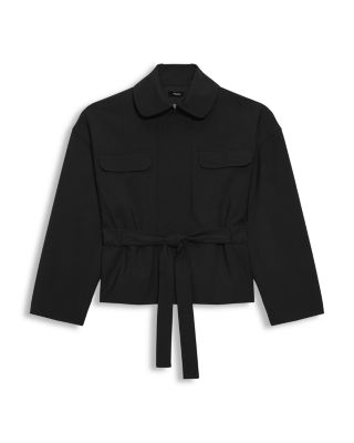 Wool Blend Cinched Flight Jacket