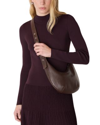 Sia Small Curved Brown Leather Crossbody Bag