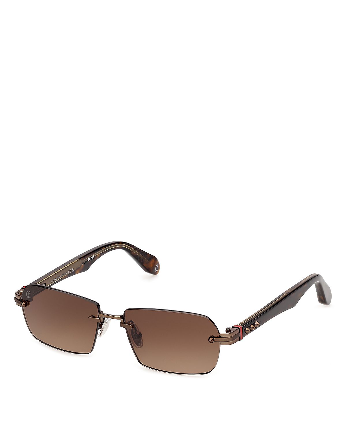Christian Louboutin Rectangular Metal Sunglasses, 56mm