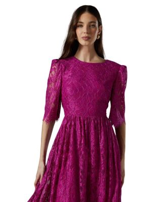 Lace Short Sleeve Midi Dress