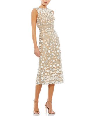  Petite Floral Applique Sleeveless Midi Dress